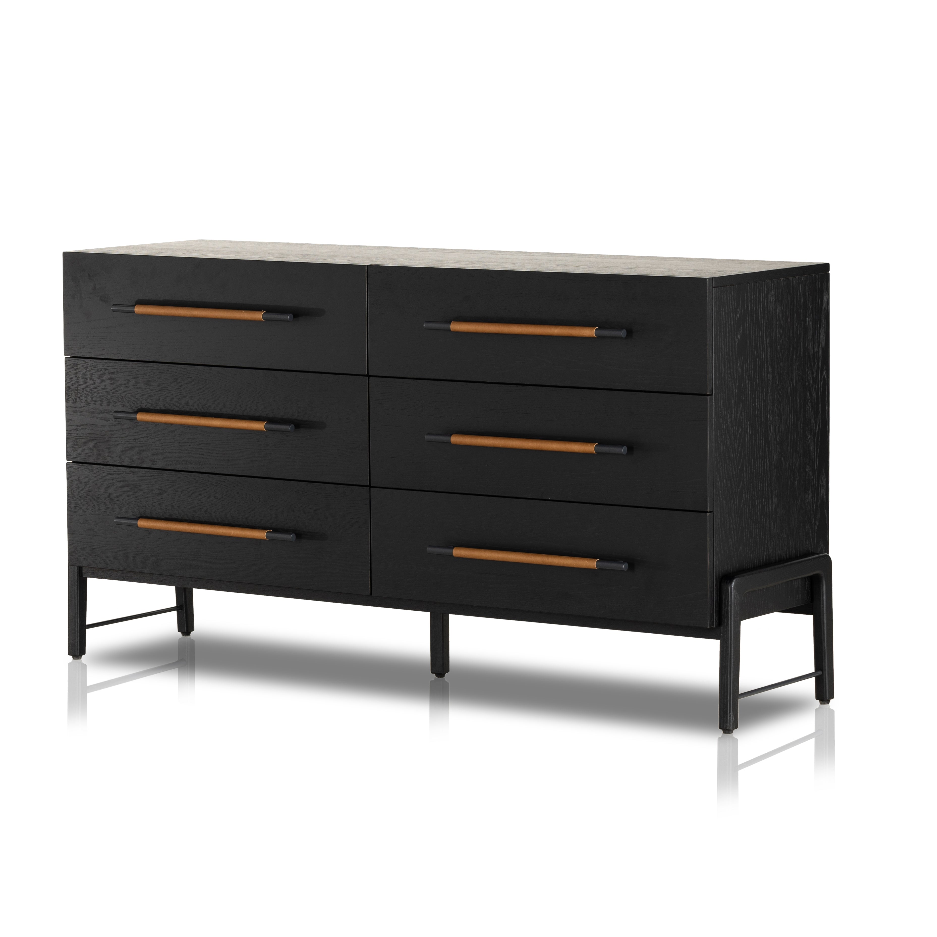 Rosedale 6 Drawer Dresser Ebony Oak VeneerDressers Four Hands  Ebony Oak Veneer   Four Hands, Mid Century Modern Furniture, Old Bones Furniture Company, Old Bones Co, Modern Mid Century, Designer Furniture, https://www.oldbonesco.com/