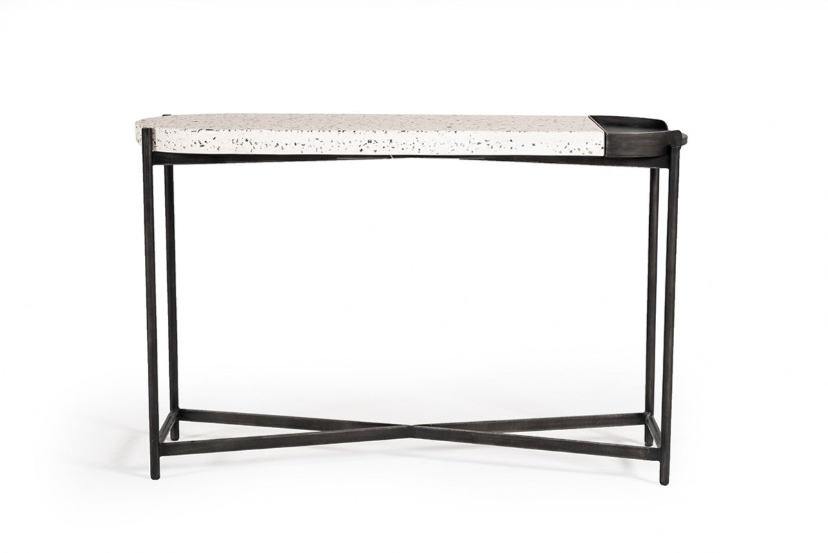 Gemini Modern White Terrazzo Concrete Console CONSOLE VIG Furniture     Four Hands, Burke Decor, Mid Century Modern Furniture, Old Bones Furniture Company, Old Bones Co, Modern Mid Century, Designer Furniture, https://www.oldbonesco.com/