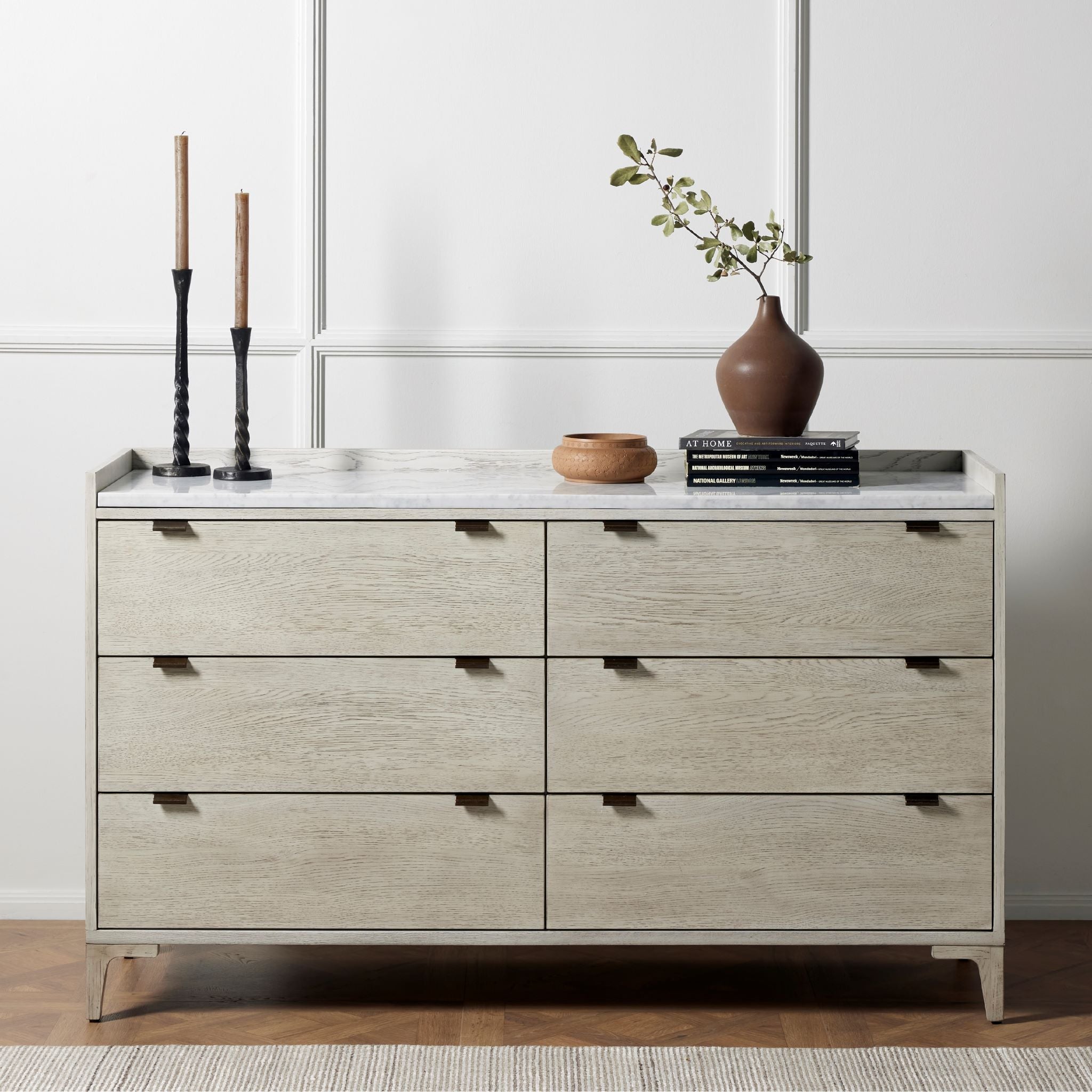 Viggo 6 Drawer Dresser-Vinatge White Wash Dressers Four Hands     Four Hands, Burke Decor, Mid Century Modern Furniture, Old Bones Furniture Company, Old Bones Co, Modern Mid Century, Designer Furniture, https://www.oldbonesco.com/