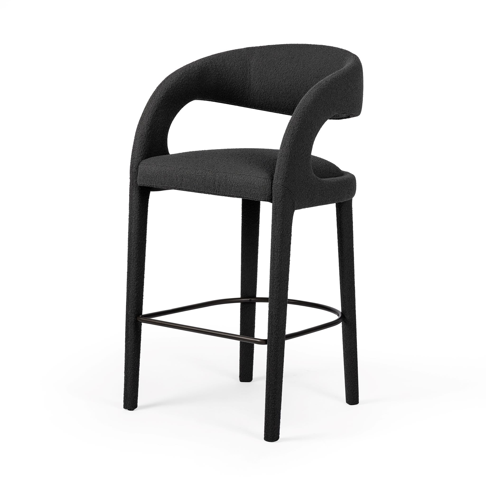 Hawkins Stool Bar / Fiqa Boucle CharcoalBAR AND COUNTER STOOL Four Hands  Bar Fiqa Boucle Charcoal  Four Hands, Mid Century Modern Furniture, Old Bones Furniture Company, Old Bones Co, Modern Mid Century, Designer Furniture, https://www.oldbonesco.com/