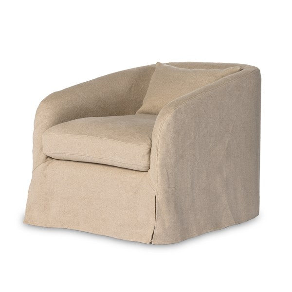 Topanga Slipcover Swivel Chair swivel chair Four Hands     Four Hands, Mid Century Modern Furniture, Old Bones Furniture Company, Old Bones Co, Modern Mid Century, Designer Furniture, https://www.oldbonesco.com/