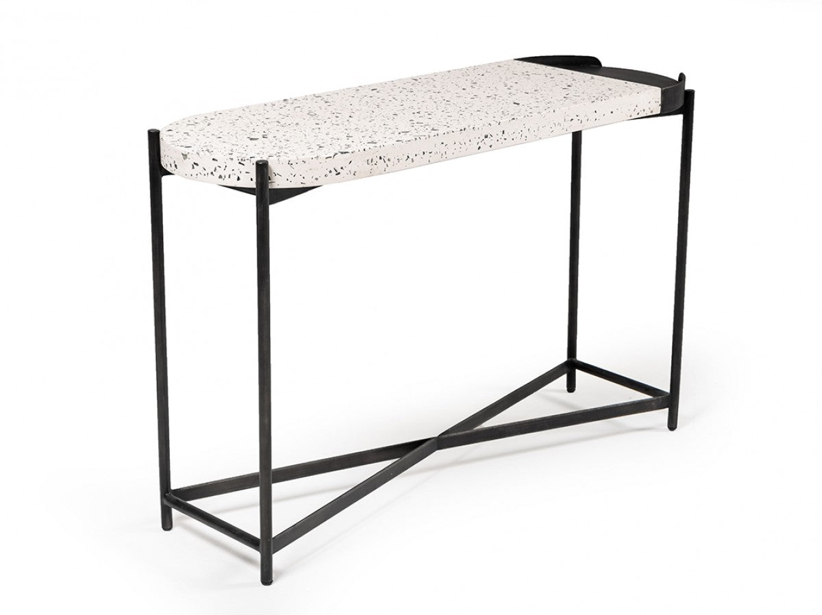 Gemini Modern White Terrazzo Concrete Console CONSOLE VIG Furniture     Four Hands, Burke Decor, Mid Century Modern Furniture, Old Bones Furniture Company, Old Bones Co, Modern Mid Century, Designer Furniture, https://www.oldbonesco.com/