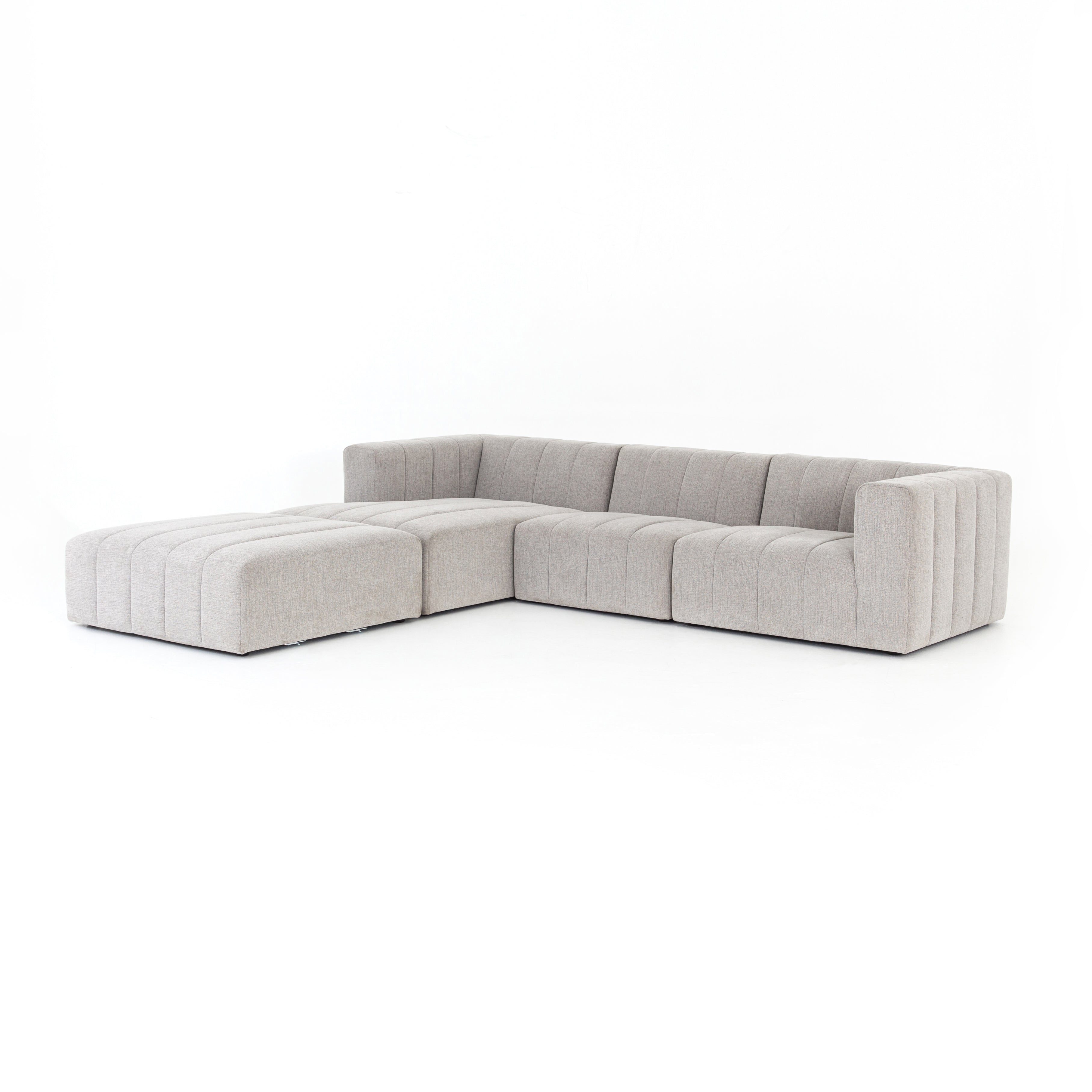 Langham Channeled 3-pc Sectional Left Arm Facing w/ Ottoman / Napa SandstoneSectionals Four Hands  Left Arm Facing w/ Ottoman Napa Sandstone  Four Hands, Burke Decor, Mid Century Modern Furniture, Old Bones Furniture Company, Old Bones Co, Modern Mid Century, Designer Furniture, https://www.oldbonesco.com/