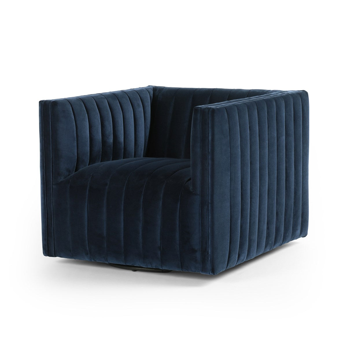 Augustine Swivel Chair Sapphire NavySwivel Chair Four Hands  Sapphire Navy   Four Hands, Burke Decor, Mid Century Modern Furniture, Old Bones Furniture Company, Old Bones Co, Modern Mid Century, Designer Furniture, https://www.oldbonesco.com/