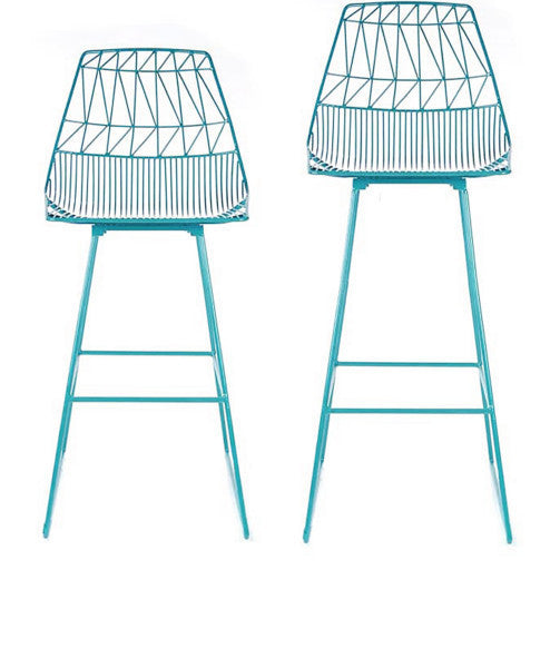 Lucy Bar Stool (Set of Two) Peacock Blue-(set of two)Bar Stool Bend Goods  Peacock Blue-(set of two)   Four Hands, Burke Decor, Mid Century Modern Furniture, Old Bones Furniture Company, Old Bones Co, Modern Mid Century, Designer Furniture, https://www.oldbonesco.com/