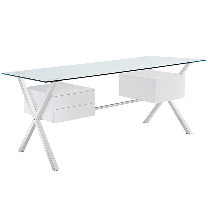 Genevieve Glass Top Office Desk in White Desk Modway International     Four Hands, Burke Decor, Mid Century Modern Furniture, Old Bones Furniture Company, Old Bones Co, Modern Mid Century, Designer Furniture, https://www.oldbonesco.com/