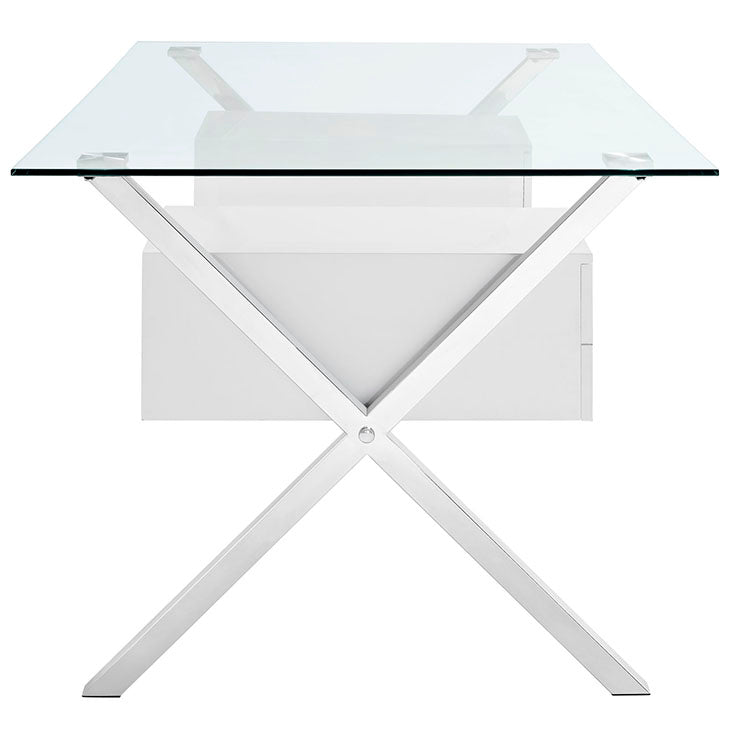 Genevieve Glass Top Office Desk in White Desk Modway International     Four Hands, Burke Decor, Mid Century Modern Furniture, Old Bones Furniture Company, Old Bones Co, Modern Mid Century, Designer Furniture, https://www.oldbonesco.com/