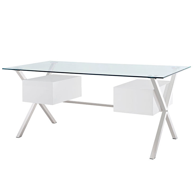 Genevieve Glass Top Office Desk in White Desk Modway International     Four Hands, Burke Decor, Mid Century Modern Furniture, Old Bones Furniture Company, Old Bones Co, Modern Mid Century, Designer Furniture, https://www.oldbonesco.com/