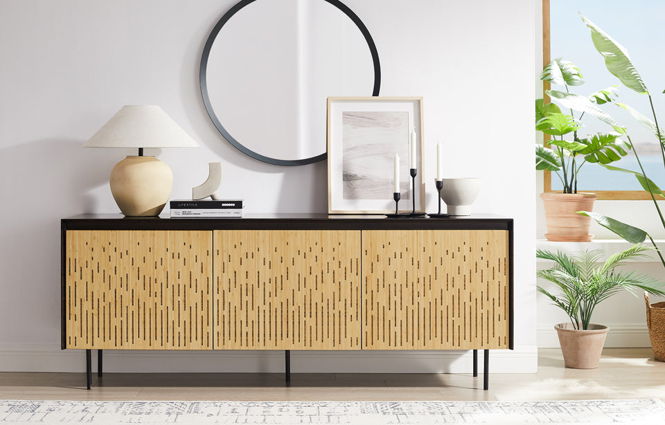 Hanna Console Caviar Sideboards & Storage Greenington     Four Hands, Mid Century Modern Furniture, Old Bones Furniture Company, Old Bones Co, Modern Mid Century, Designer Furniture, https://www.oldbonesco.com/