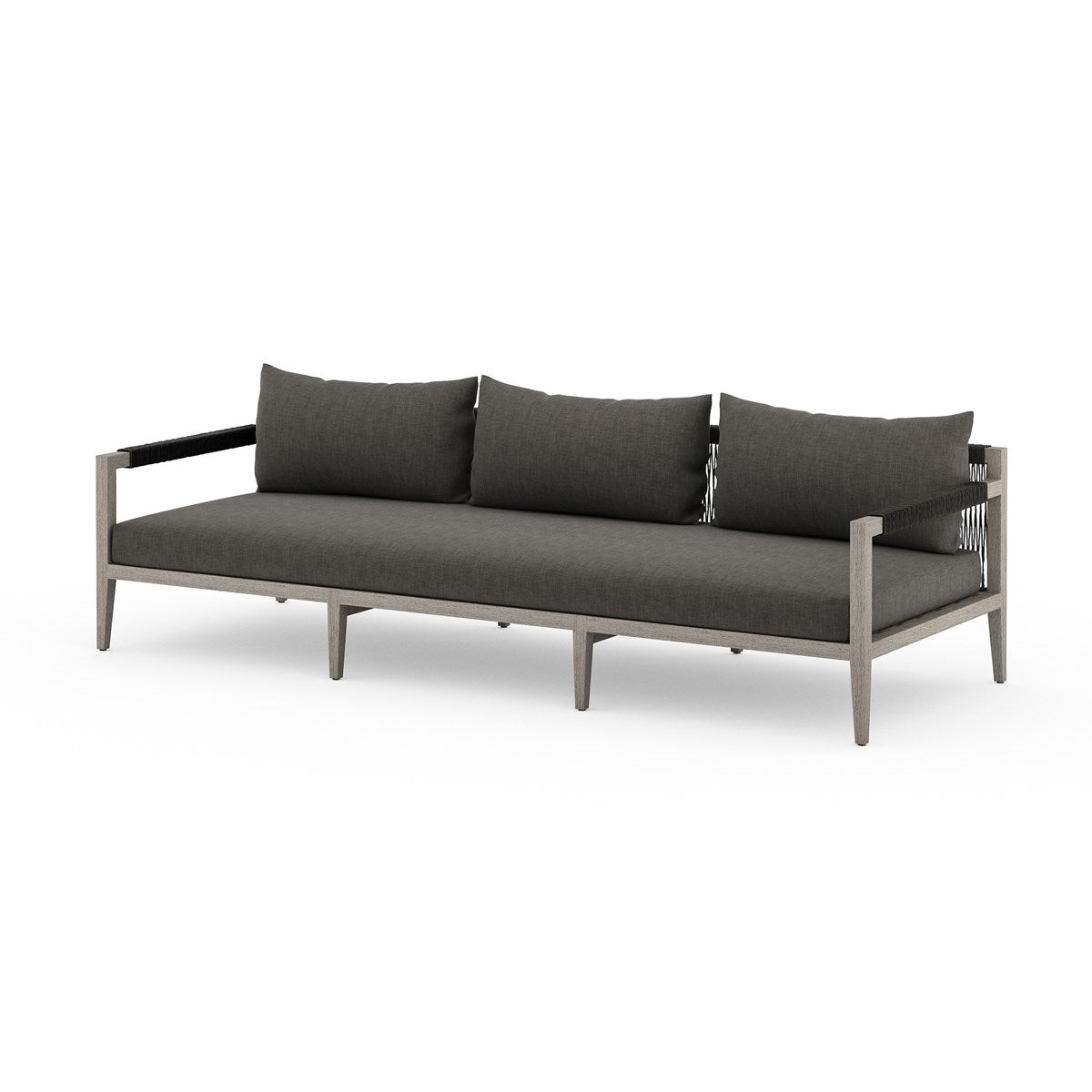 Sherwood Outdoor Sofa, Weathered Grey Charcoal / 93"Sofa Four Hands  Charcoal 93"  Four Hands, Burke Decor, Mid Century Modern Furniture, Old Bones Furniture Company, Old Bones Co, Modern Mid Century, Designer Furniture, https://www.oldbonesco.com/