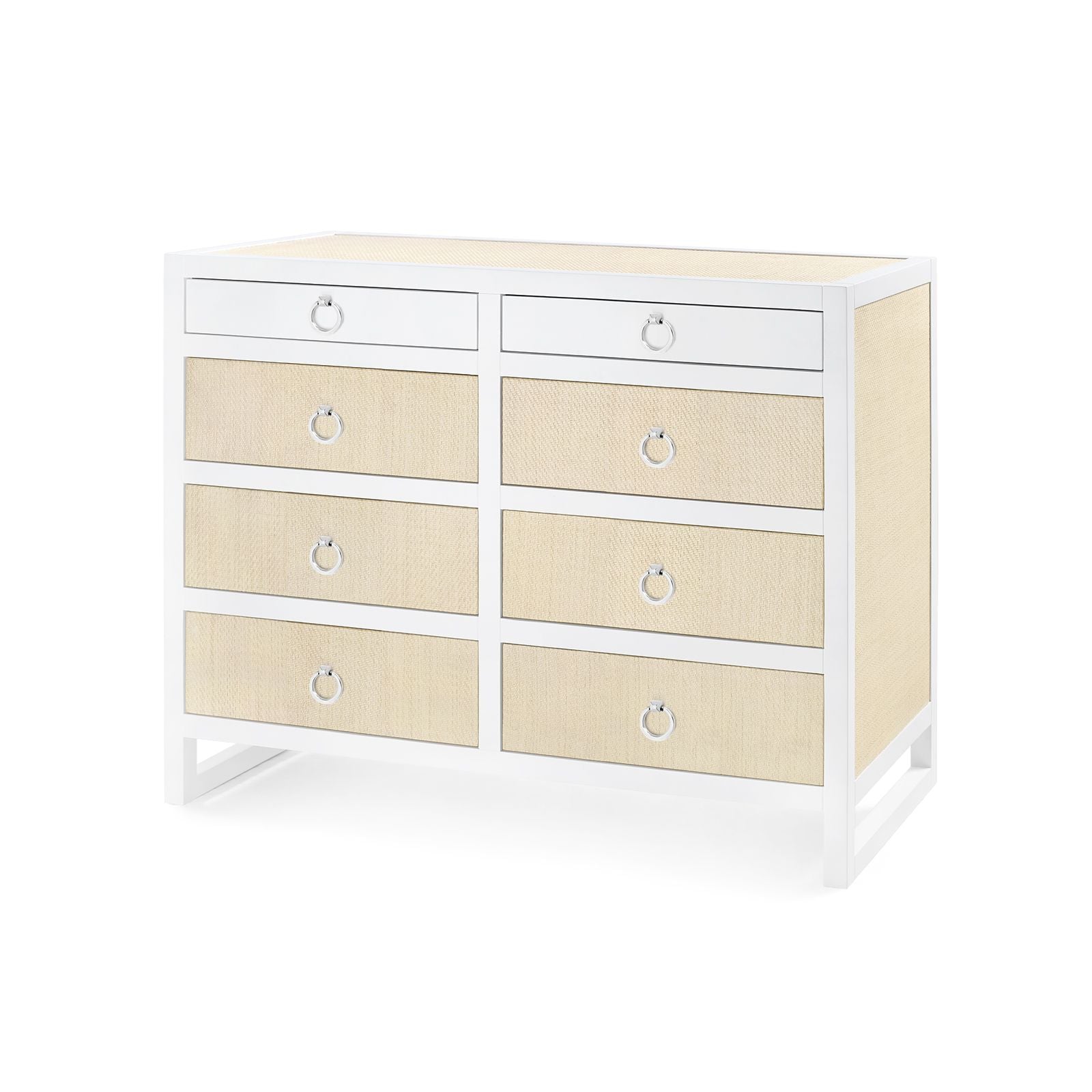 Mallet 8-Drawer, White Benedict Ring / Nickel Finish BrassDrawer Bungalow 5  Benedict Ring Nickel Finish Brass  Four Hands, Burke Decor, Mid Century Modern Furniture, Old Bones Furniture Company, Old Bones Co, Modern Mid Century, Designer Furniture, https://www.oldbonesco.com/