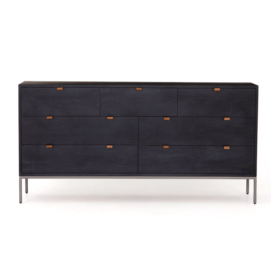 Trey 7 Drawer Dresser-Auburn Poplar BLACK WASH POPLARDresser Four Hands  BLACK WASH POPLAR   Four Hands, Mid Century Modern Furniture, Old Bones Furniture Company, Old Bones Co, Modern Mid Century, Designer Furniture, https://www.oldbonesco.com/