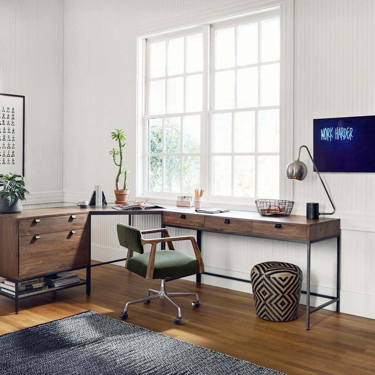 Trey Modular Corner Desk Corner Desk Four Hands     Four Hands, Burke Decor, Mid Century Modern Furniture, Old Bones Furniture Company, Old Bones Co, Modern Mid Century, Designer Furniture, https://www.oldbonesco.com/