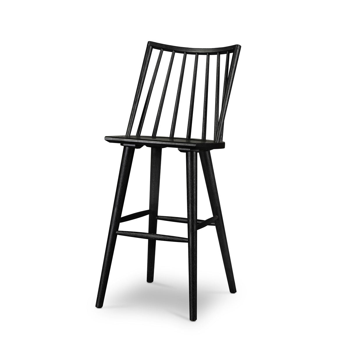 Lewis Windsor Bar + Counter Stool Black Oak / Bar StoolStool Four Hands  Black Oak Bar Stool  Four Hands, Burke Decor, Mid Century Modern Furniture, Old Bones Furniture Company, Old Bones Co, Modern Mid Century, Designer Furniture, https://www.oldbonesco.com/