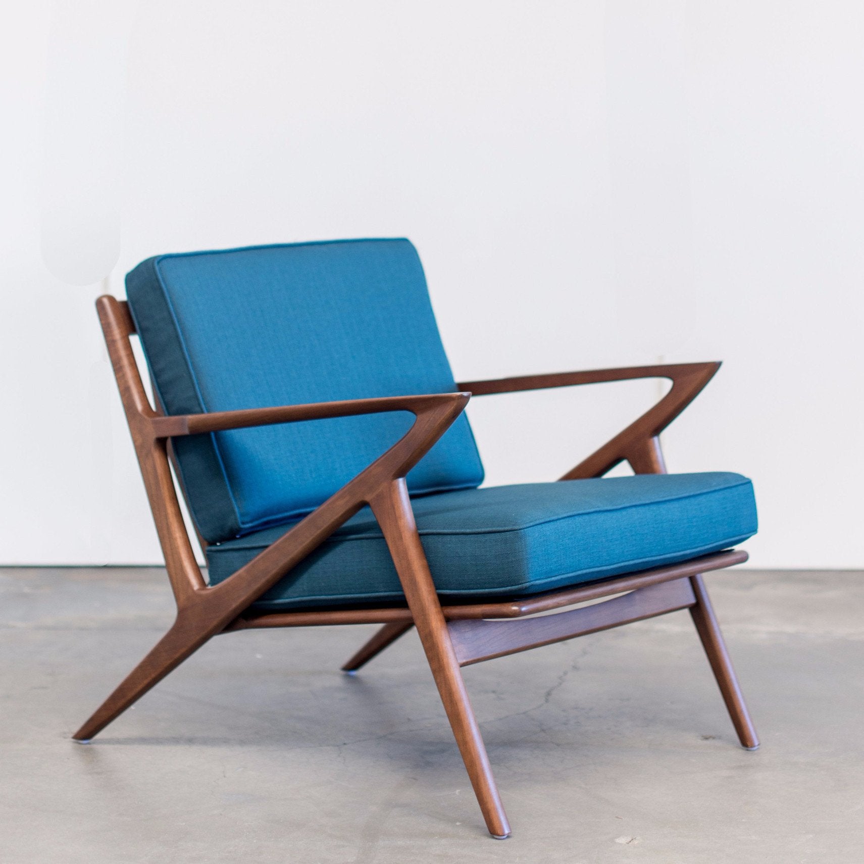 Z Lounge Chair - Walnut Azure Blue Gingko Furniture  Azure Blue   Four Hands, Burke Decor, Mid Century Modern Furniture, Old Bones Furniture Company, Old Bones Co, Modern Mid Century, Designer Furniture, https://www.oldbonesco.com/