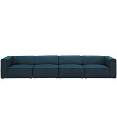 Mingle 4 Piece Fabric Modular Sofa-Blue Sectional Sofa Modway International     Four Hands, Burke Decor, Mid Century Modern Furniture, Old Bones Furniture Company, Old Bones Co, Modern Mid Century, Designer Furniture, https://www.oldbonesco.com/