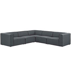 Mingle 7 Piece Upholstered Fabric Sectional Sofa Set in Blue GreySectional Sofa Modway International  Grey   Four Hands, Burke Decor, Mid Century Modern Furniture, Old Bones Furniture Company, Old Bones Co, Modern Mid Century, Designer Furniture, https://www.oldbonesco.com/