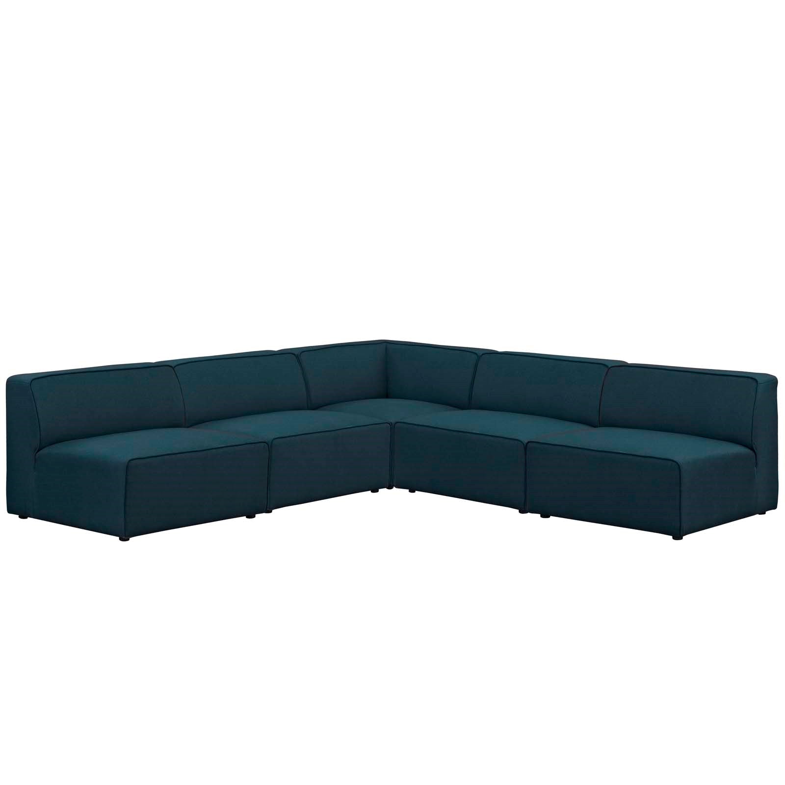 Mingle 5 Piece Fabric Armless Modular Sofa- Blue Sectional Sofa Modway International     Four Hands, Burke Decor, Mid Century Modern Furniture, Old Bones Furniture Company, Old Bones Co, Modern Mid Century, Designer Furniture, https://www.oldbonesco.com/